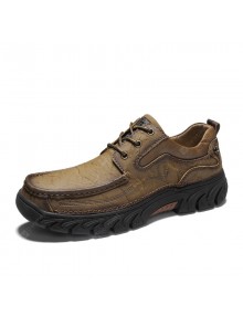 Men's British Solid Color Casual Shoes Low-top Outdoor Hiking Shoes