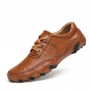 Casual Shoes - Men's Casual Breathable Leather Shoes Low-cut Fashion Driving Shoes