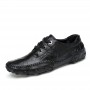 Casual Shoes - Men's Casual Breathable Leather Shoes Low-cut Fashion Driving Shoes
