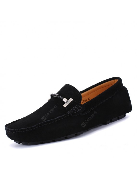 Spring Men's Leather Peas Shoes Handmade Stitching Soft Sole Driving Shoes