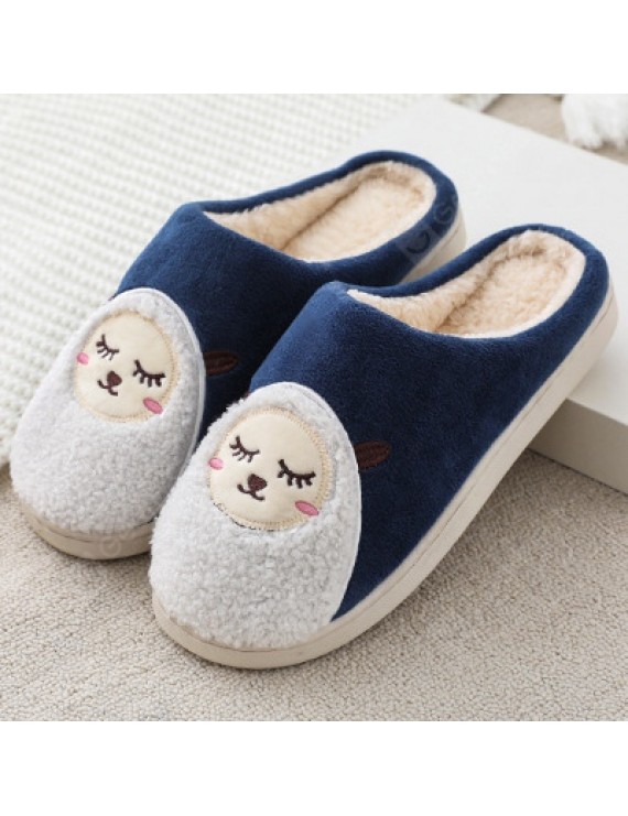 2020 Winter Warm Cotton Slippers Couple Anti-skid Slippers Home Cotton Trailer Plaid