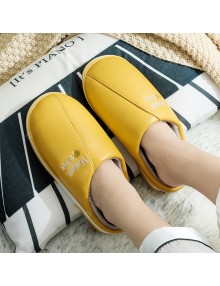 Men's Waterproof Winter Cotton Slippers Women Home Home Warm Month Of Winter Wool Slippers With Non-slip Heavy-bottomed