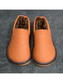 Simple And Comfortable Winter Home Solid Color Neutral Leather Slippers Chinese Slippers First Layer Of Leather Slippers