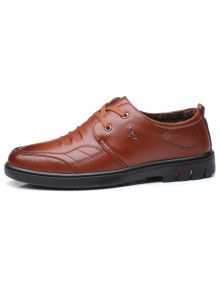 Autumn and Winter New Men's Leather Cotton Shoes Lace-up Cotton Footwear