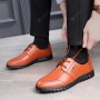 Korean Style Summer Casual Business Men's Leather Shoes Trendy Breathable Black Increased Casual Shoes