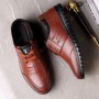 Korean Style Summer Casual Business Men's Leather Shoes Trendy Breathable Black Increased Casual Shoes
