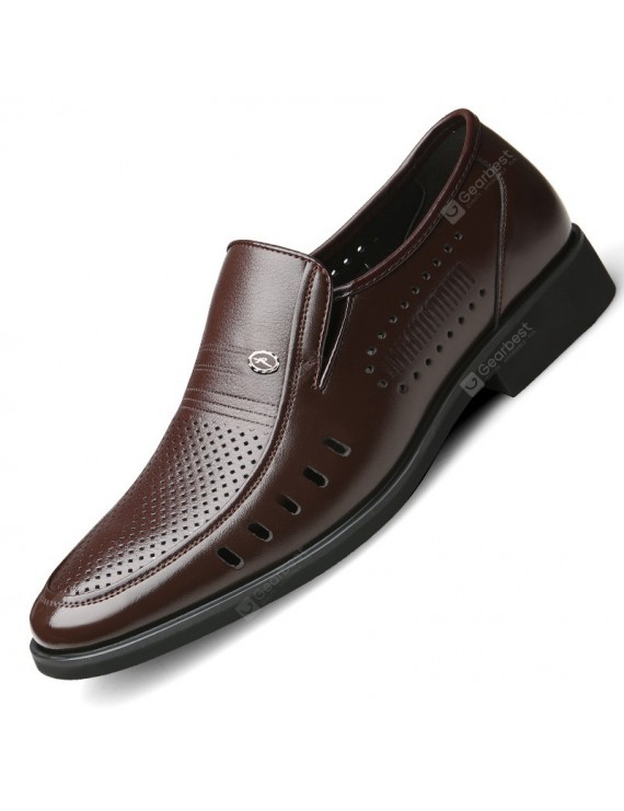 Dress Shoes - Men's Breathable Business Round Leather Shoes