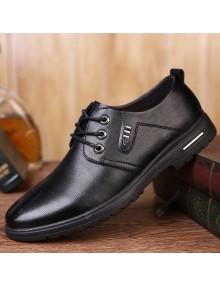 Spring and Summer Breathable Men's Lace-up Business Shoes Round Toe Soft Surface Casual Shoes