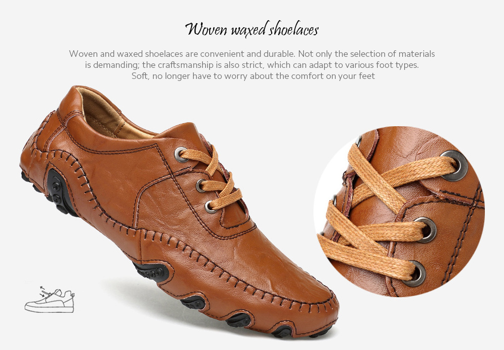 Men's Casual Leather Shoes Soft Bottom Fashion Driving Shoes - Stripped Soil 44