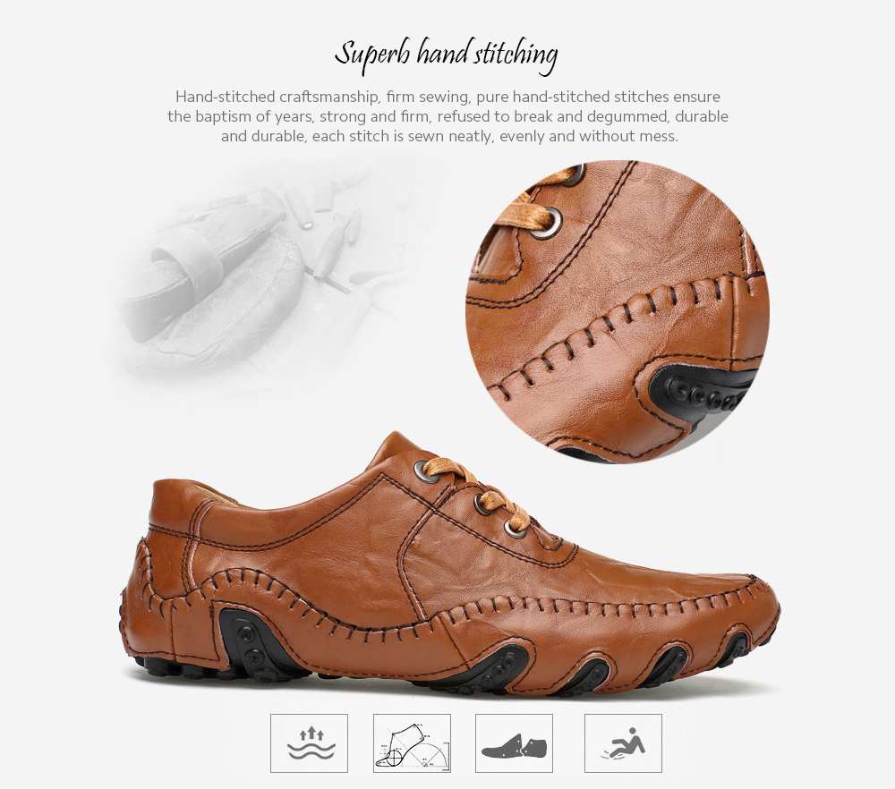 Men's Casual Leather Shoes Soft Bottom Fashion Driving Shoes - Stripped Soil 44