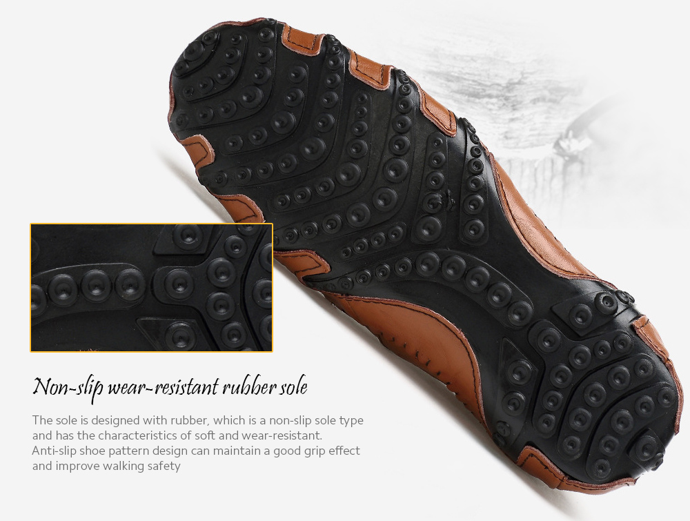 Men's Casual Leather Shoes Soft Bottom Fashion Driving Shoes - Stripped Soil 44