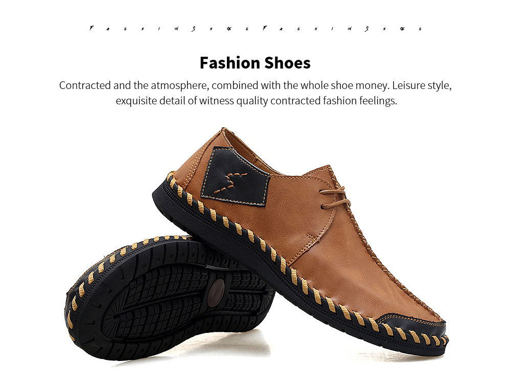 Men's Leather Breathable Lazy Casual Single Shoes Rubber Bag Skates - Red Brown 12139 42