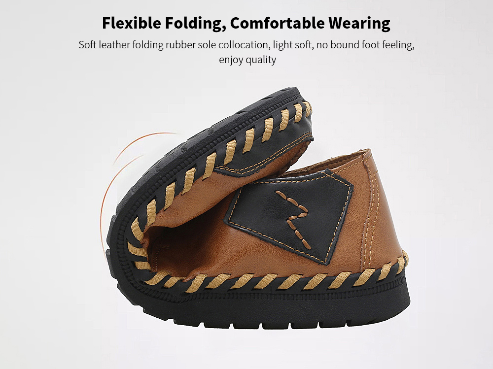 Men's Leather Breathable Lazy Casual Single Shoes Rubber Bag Skates - Red Brown 12139 42