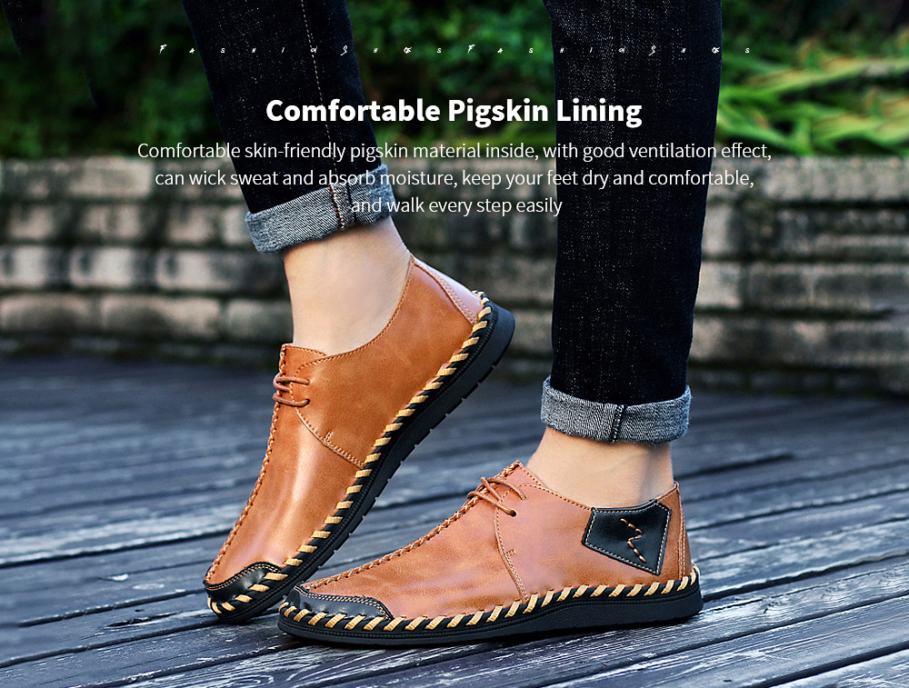 Men's Leather Breathable Lazy Casual Single Shoes Rubber Bag Skates - Red Brown 12139 42