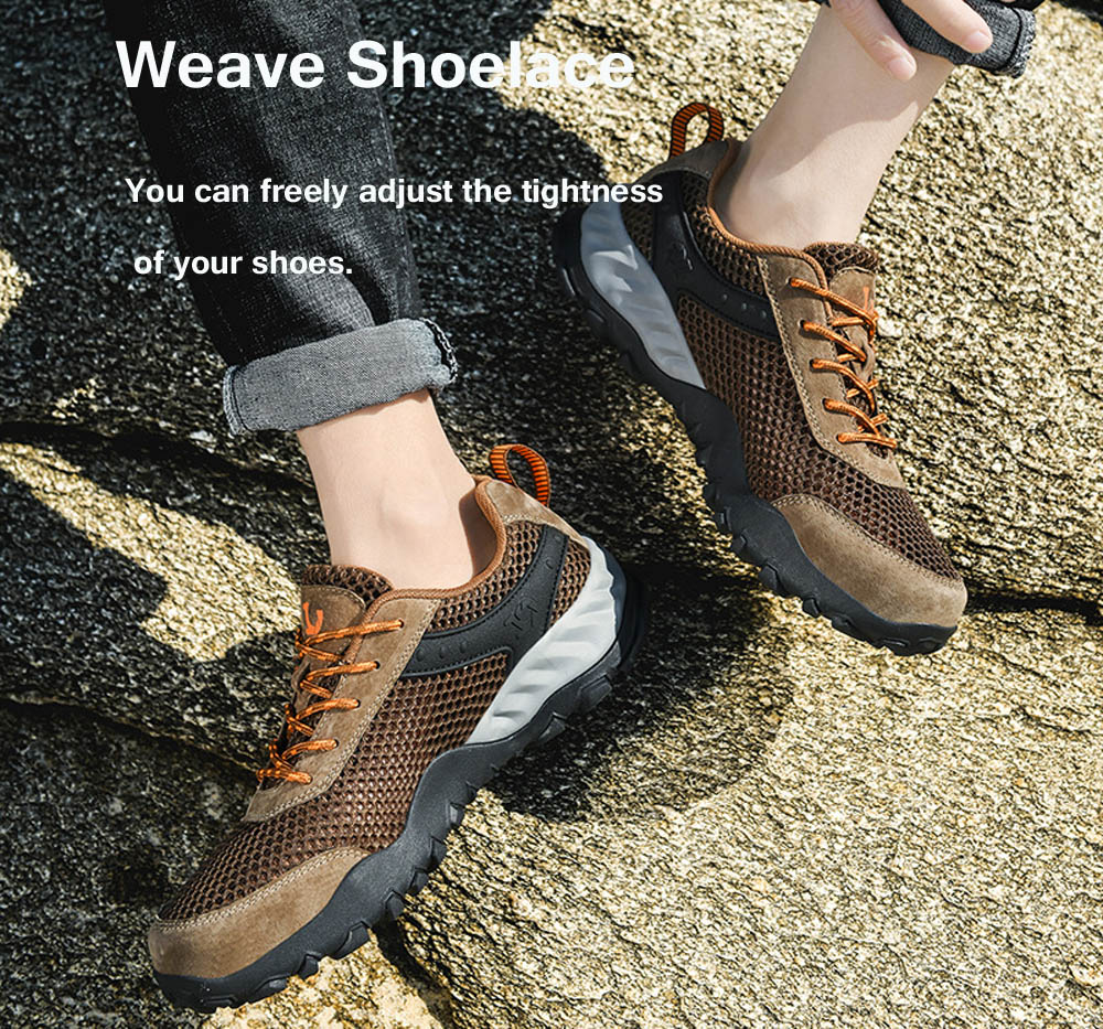 Large Size Men Shoes Fashion Trend Outdoor Running Hiking Footwear Breathable Mesh Wading Shoes - Brown EU 42