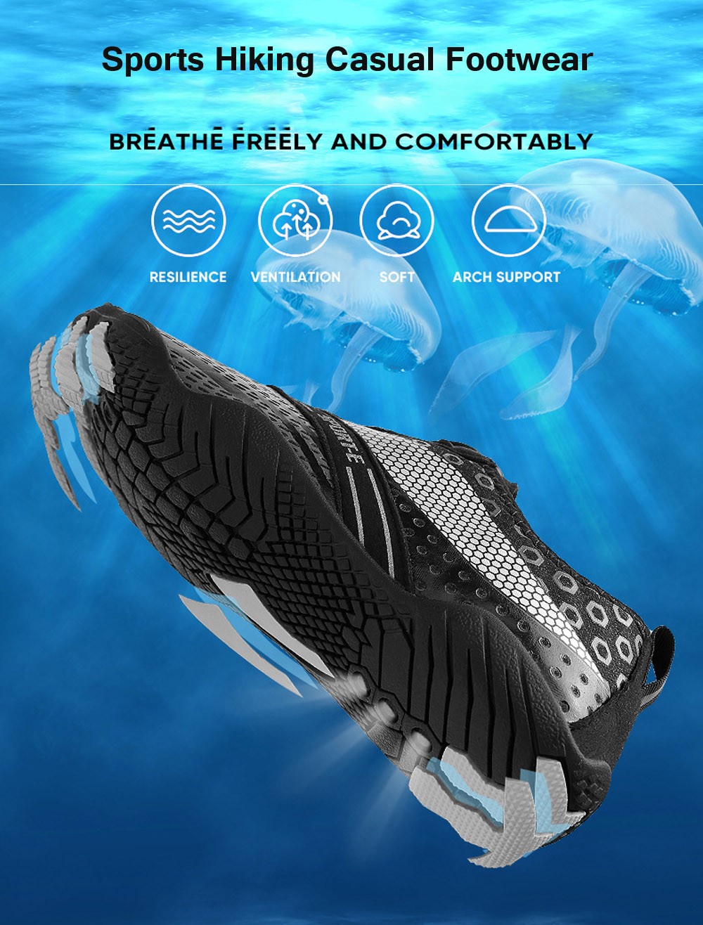 Outdoor Five Finger Upstream Beach Diving Swimming Men Shoes Sports Hiking Casual Footwear - Blue EU 43