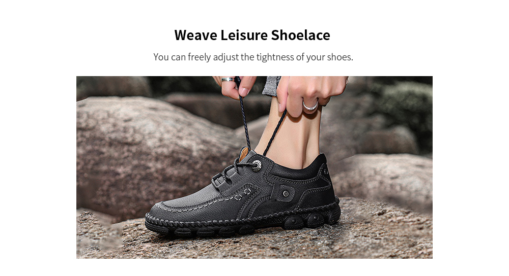 Men's Casual Shoes Summer Outdoor Shoes Tooling Shoes Handmade Leather Stitching Men's Large Size - Golden 40
