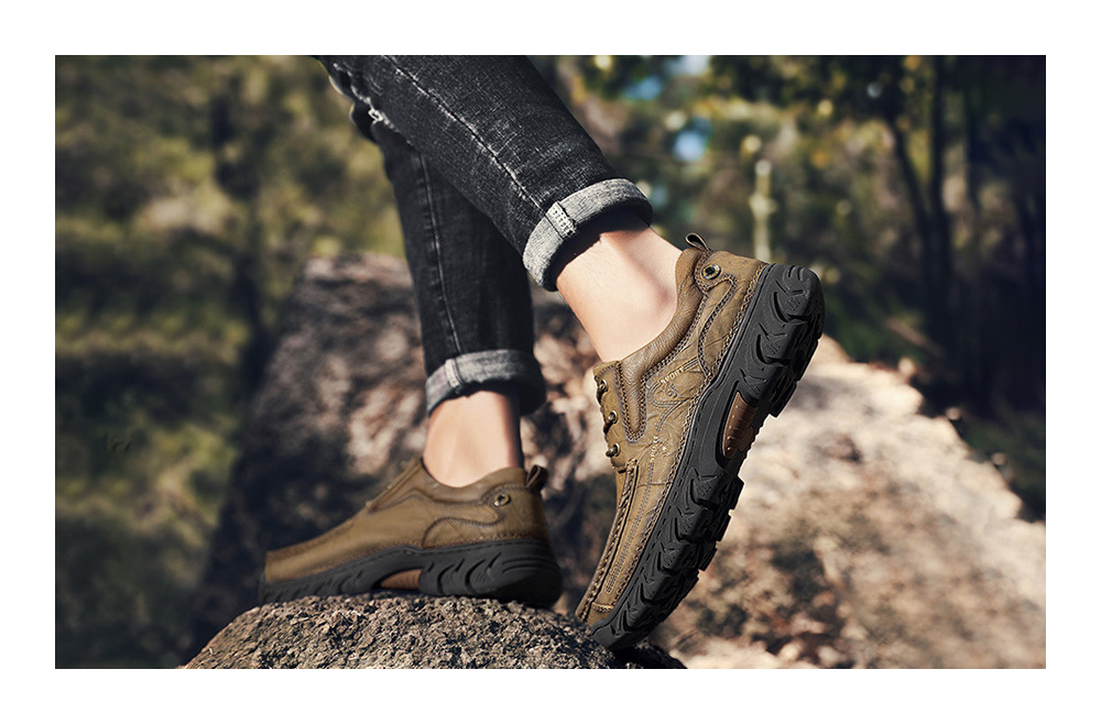 Men's British Solid Color Casual Shoes Low Help Outdoor Equipment - Khaki 43