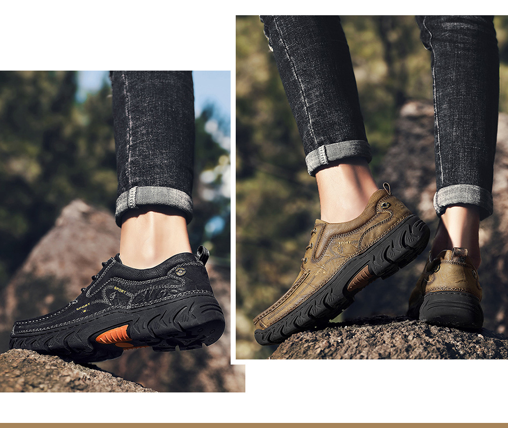 Men's British Solid Color Casual Shoes Low Help Outdoor Equipment - Khaki 43