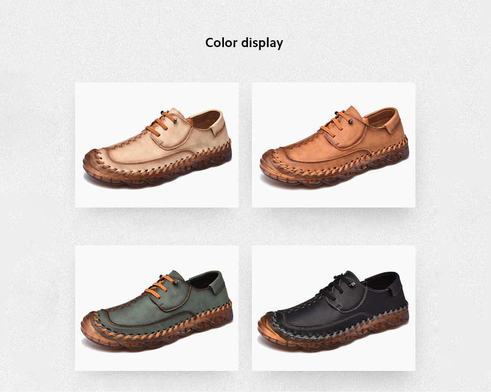 Spring Large Size Handmade Shoes Men's Breathable Trend Peas Shoes Thick Bottom All-match Casual Shoes - Green 587 38