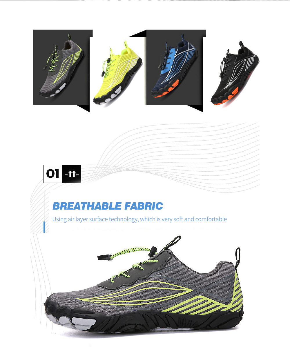 Outdoor Five Finger Shoes Casual Hiking Shoes Men's Shoes Hiking Cross-country Climbing Running Shoes - A26 Black EU 35