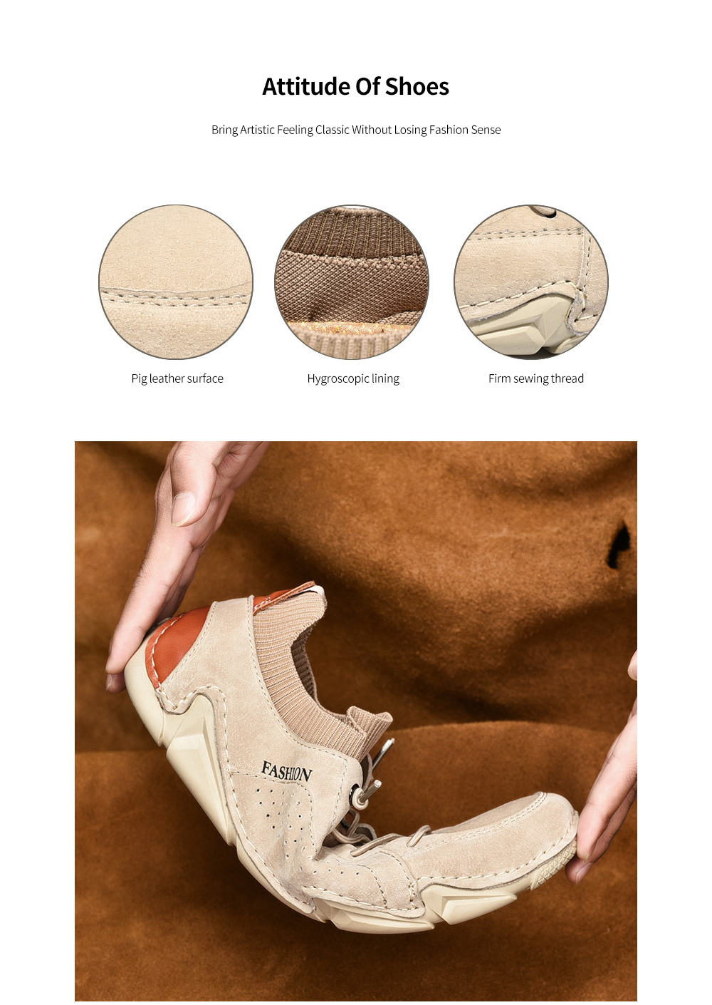 Men Pigskin Materials Casual Flat Shoes Outdoor Tide All-match Peas Shoes Large Size Soft Bottom Breathable Footwear - Gray EU 47