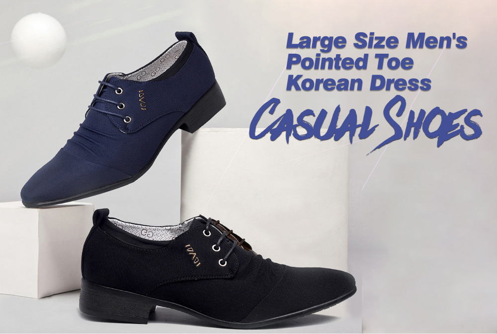 Large Size Men's Pointed Toe Korean Dress Casual Shoes - Blue 42