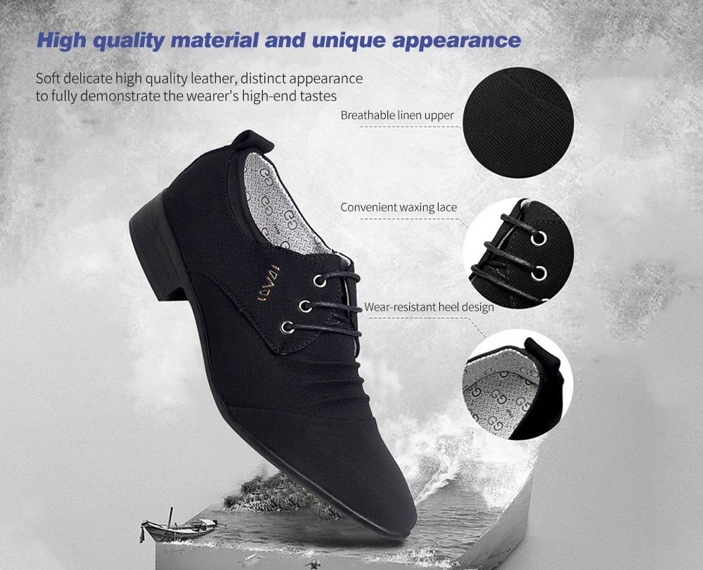 Large Size Men's Pointed Toe Korean Dress Casual Shoes - Blue 42