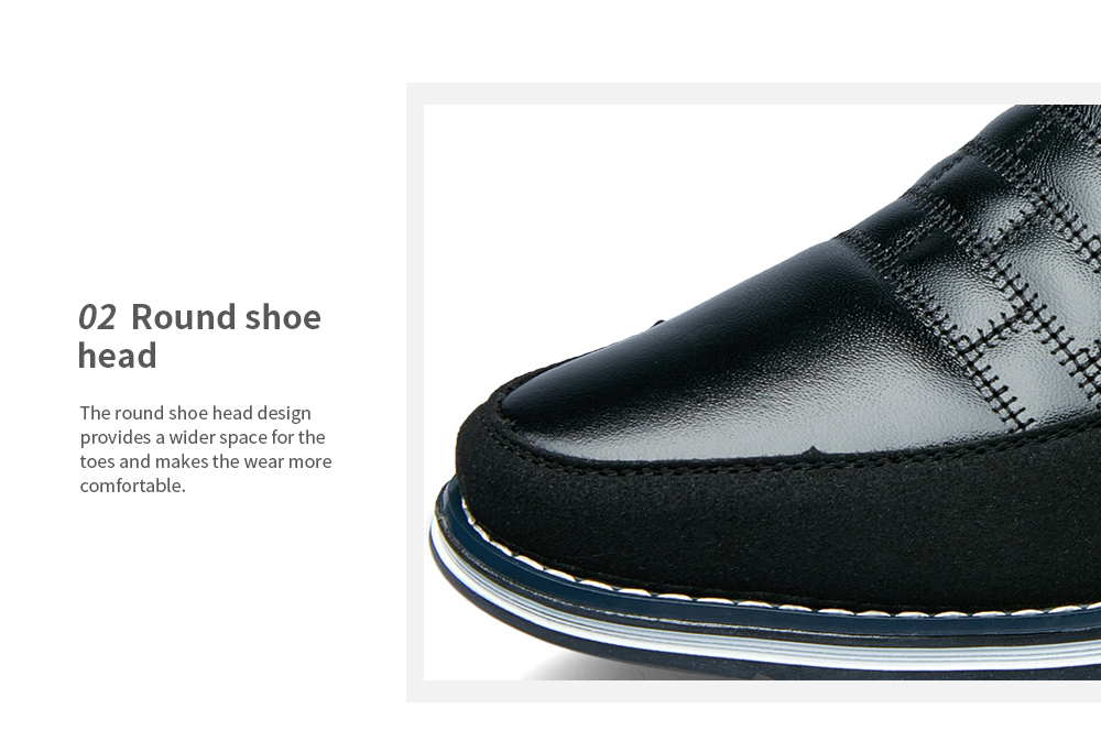 Men Casual Shoes First Layer Cowhide Leather Large Size Breathable- Black EU 45