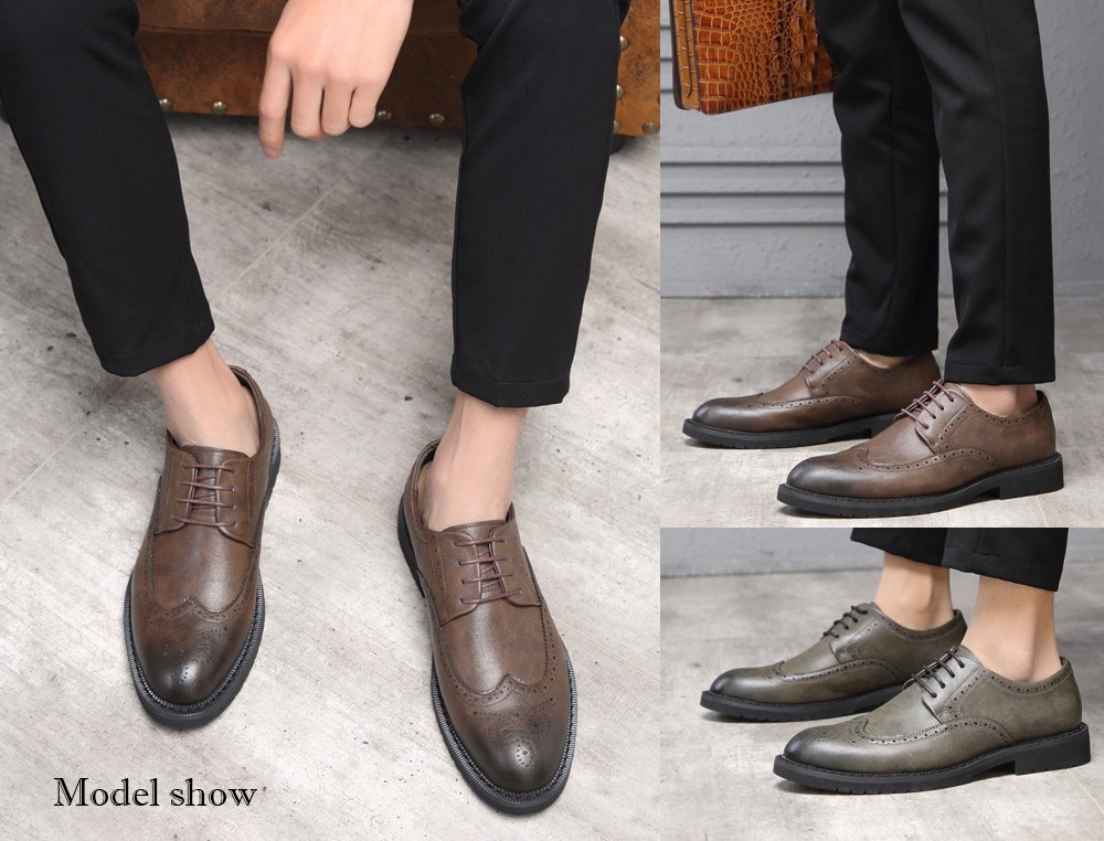 Autumn Carved Brogue Shoes model show