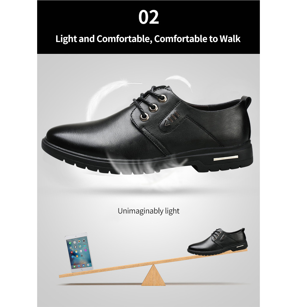 Spring and Summer Breathable Men's Lace-up Business Shoes - Black 39 Light and Comfortable, Comfortable to Walk